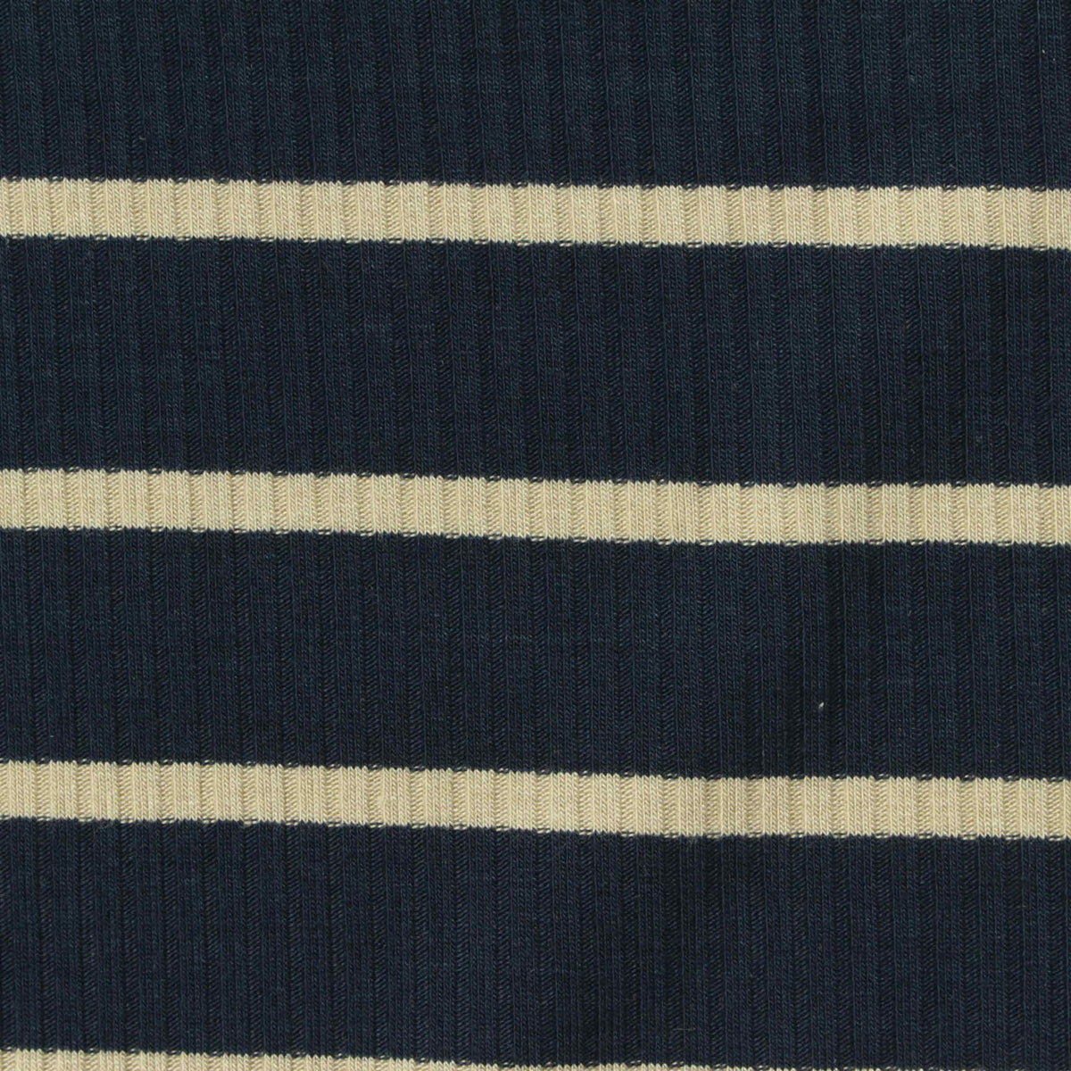 Navy Horizontal-Stripe Rib Knit, Viscose, 250 gsm, 150 cm