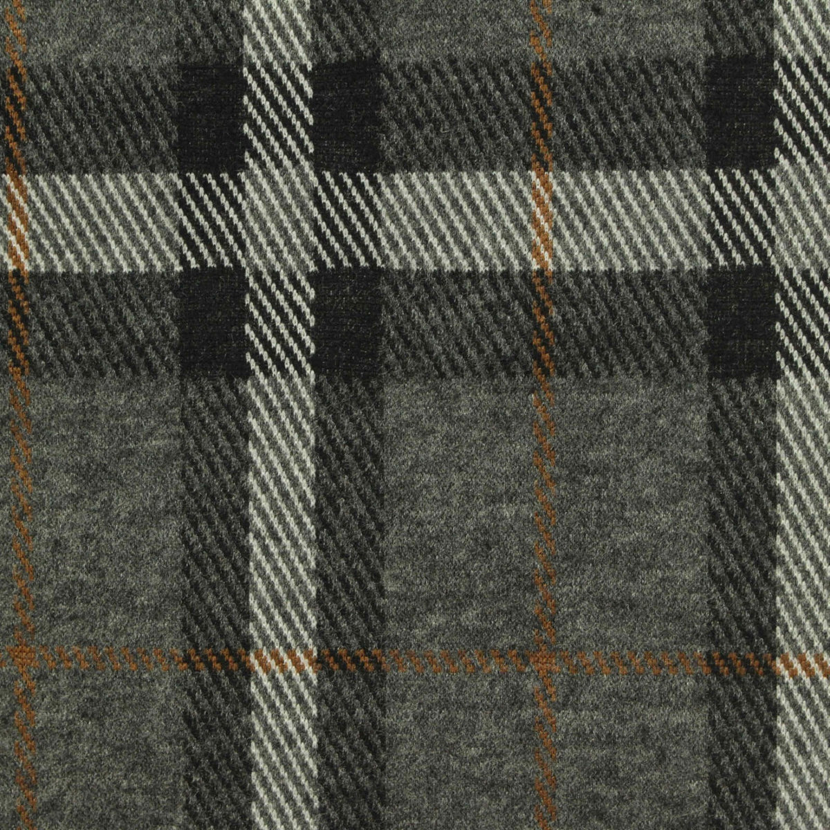 Grey Plaid Interlock Knit, Poly-Viscose, 232 gsm