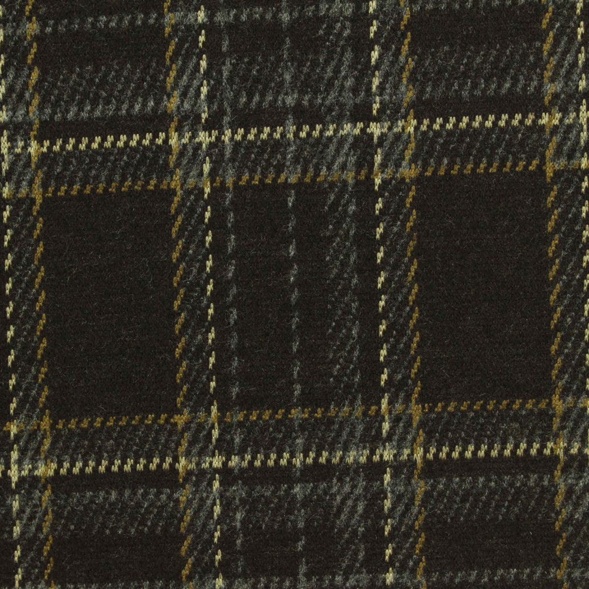 Dark Brown Plaid Interlock Knit, Polyester, 299 gsm