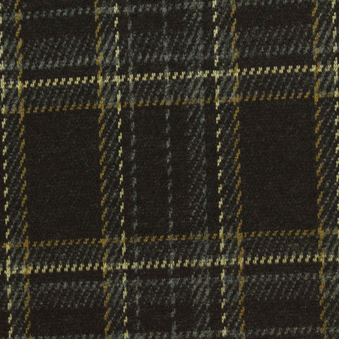 Dark Brown Plaid Interlock Knit, Polyester, 299 gsm