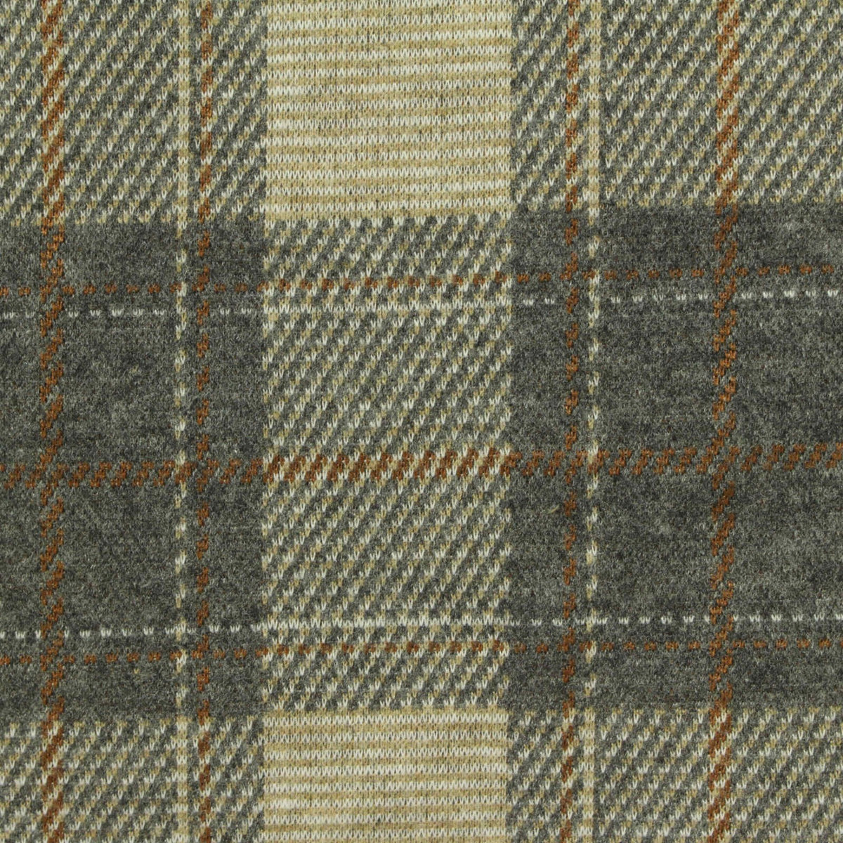 Grey Plaid Interlock Knit, Polyester, 252 gsm