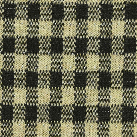 Black Check Interlock Knit, Poly-Viscose, 330 gsm