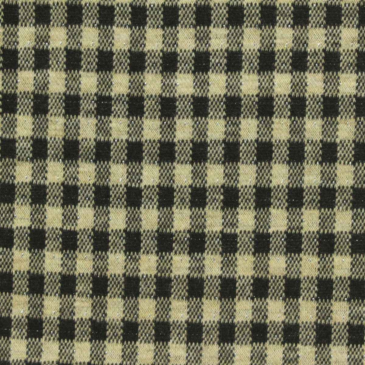 Black Check Interlock Knit, Poly-Viscose, 330 gsm
