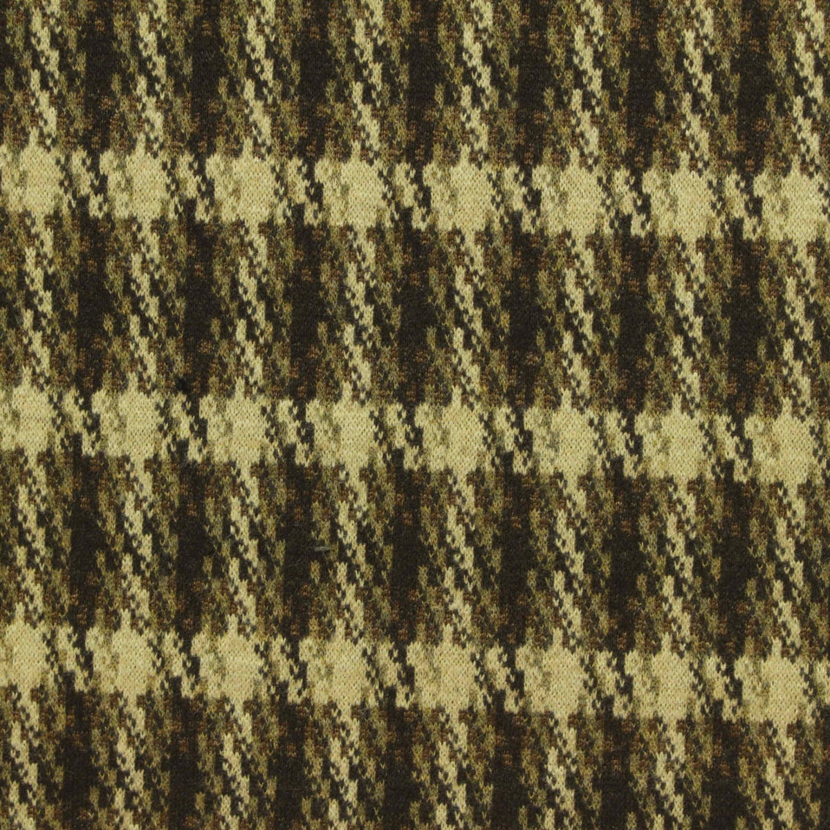Brown Houndstooth Interlock Knit, Polyester