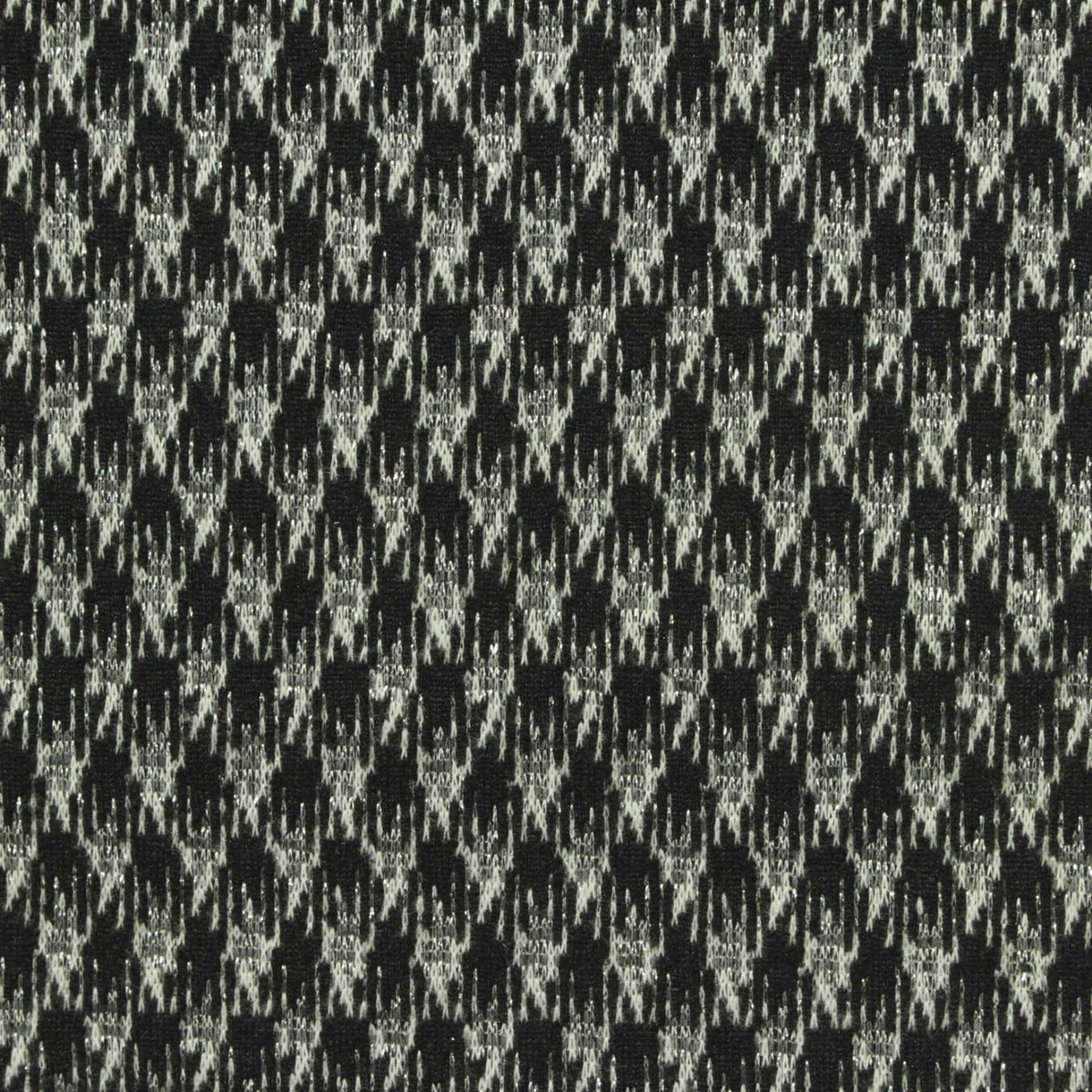Black Houndstooth Interlock Knit, Polyester, 252 gsm