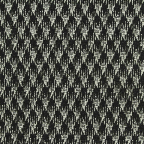 Black Houndstooth Interlock Knit, Polyester, 252 gsm