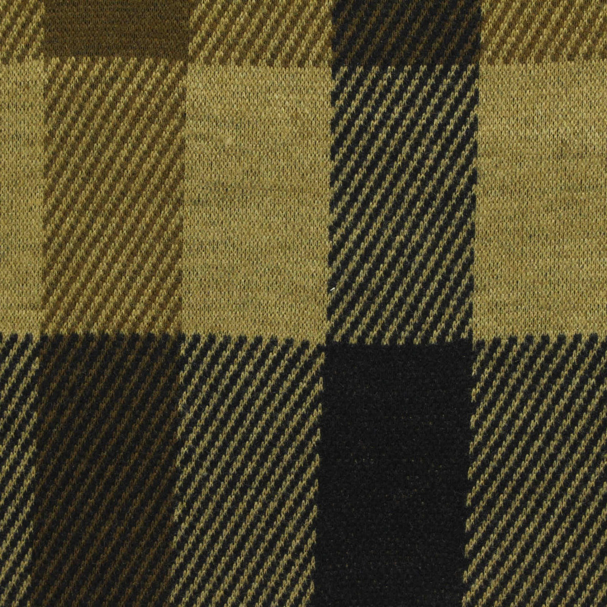 Black Plaid Interlock Knit, Poly-Viscose, 250 gsm