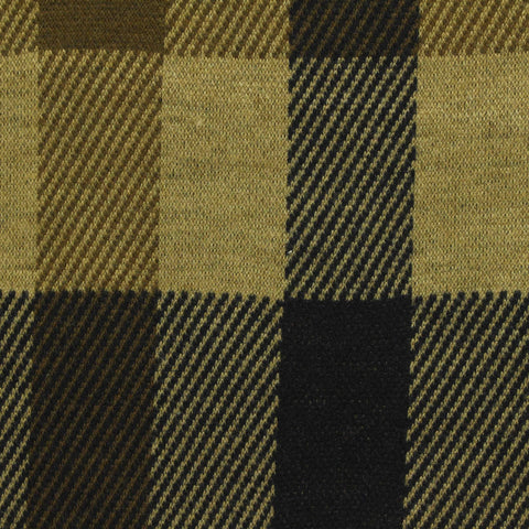 Black Plaid Interlock Knit, Poly-Viscose, 250 gsm