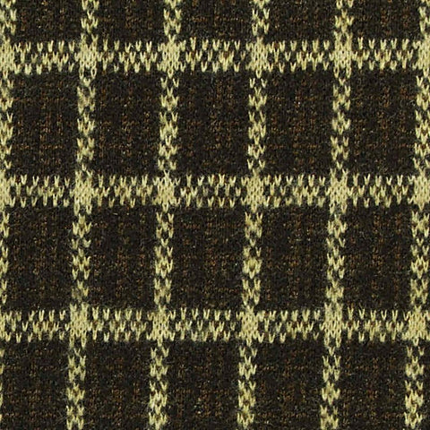 Dark Brown Check Interlock Knit, Poly-Viscose