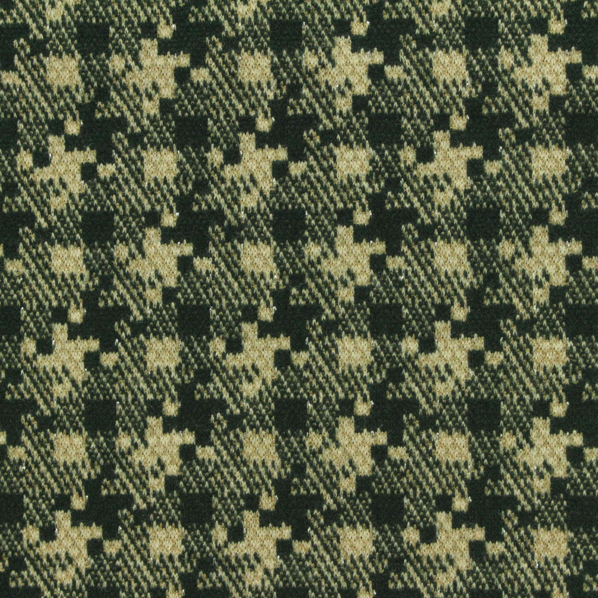 Dark Green Houndstooth Interlock Knit, Poly-Viscose