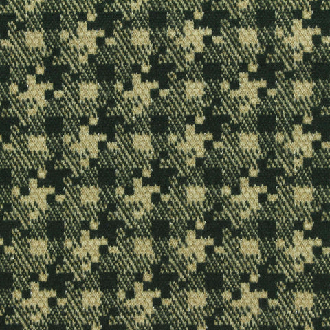 Dark Green Houndstooth Interlock Knit, Poly-Viscose