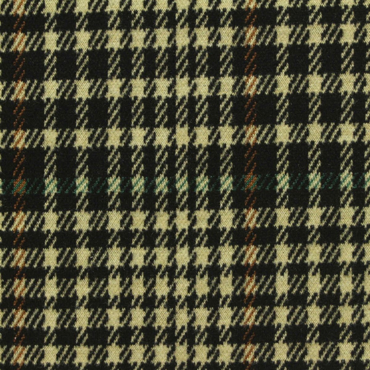 Black Houndstooth Interlock Knit, Poly-Viscose, 392 gsm