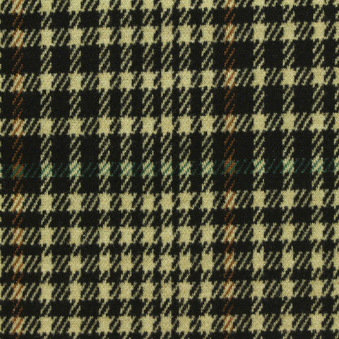 Black Houndstooth Interlock Knit, Poly-Viscose, 392 gsm