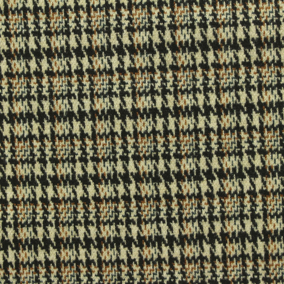 Black Houndstooth Interlock Knit, Poly-Viscose, 400 gsm