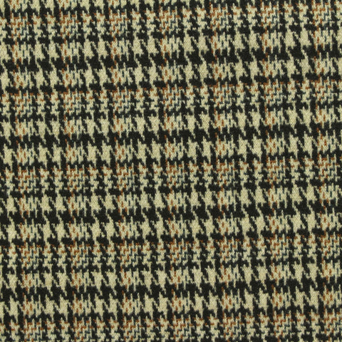 Black Houndstooth Interlock Knit, Poly-Viscose, 400 gsm