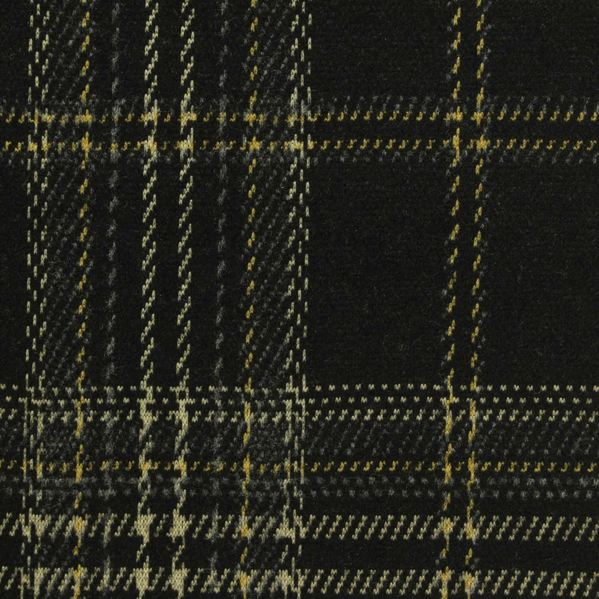 Black Plaid Interlock Knit, Poly-Viscose, 314 gsm