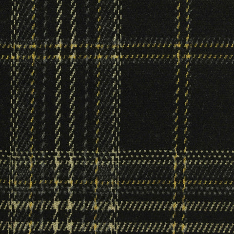 Black Plaid Interlock Knit, Poly-Viscose, 314 gsm