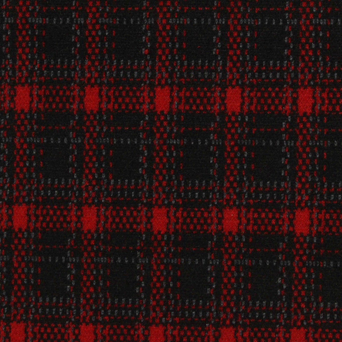Red Plaid Interlock Knit, Polyester, 378 gsm