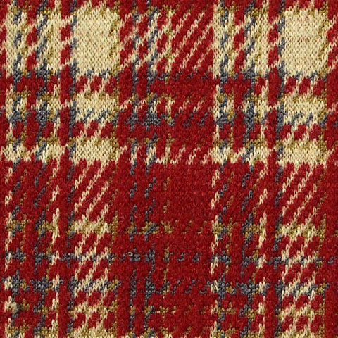 Red Plaid Interlock Knit, Poly-Viscose, 375 gsm