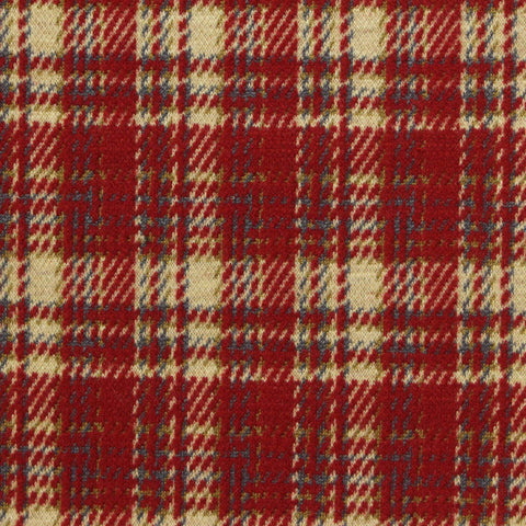 Red Plaid Interlock Knit, Poly-Viscose, 375 gsm