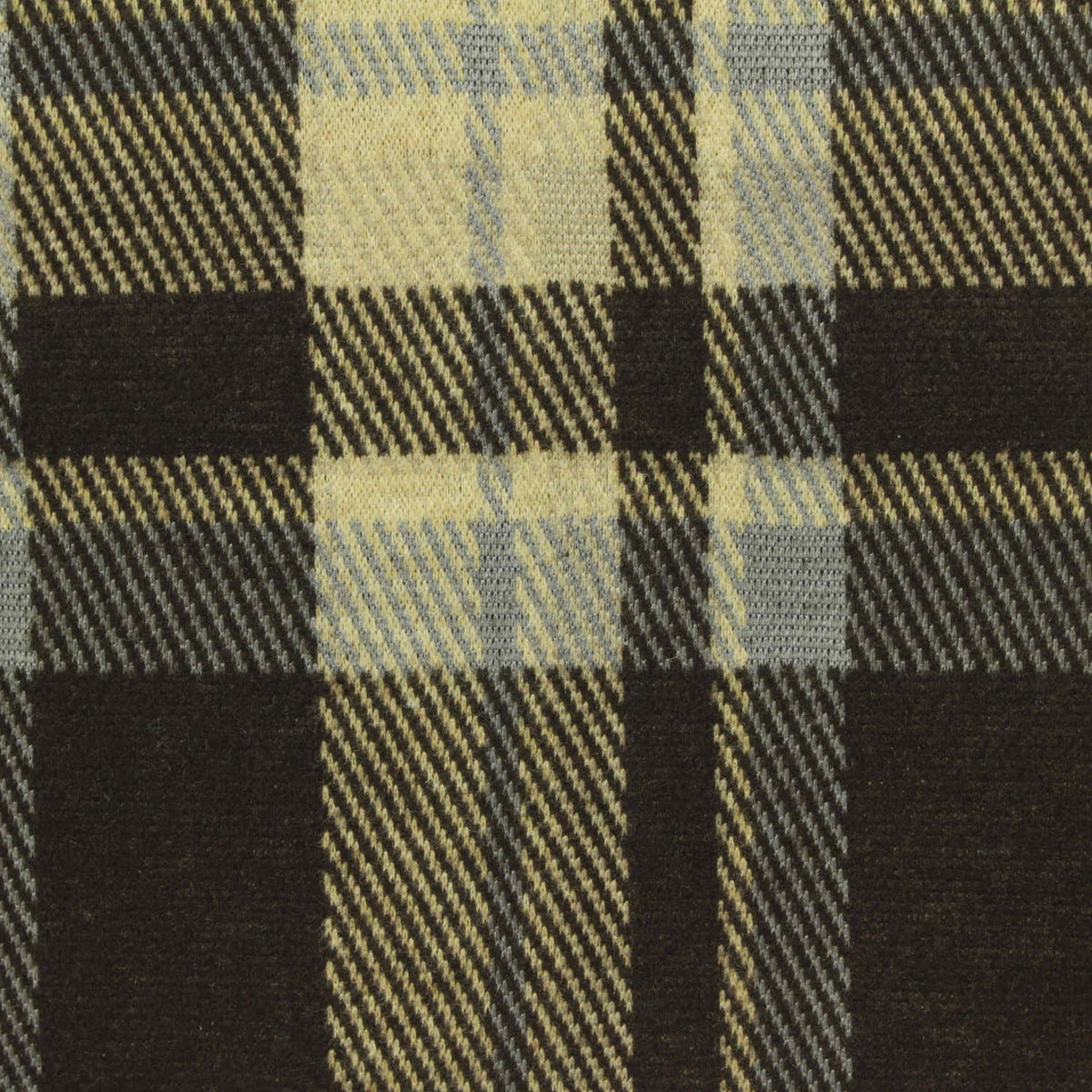 Dark Brown Bold-Plaid Interlock Knit, Poly-Viscose