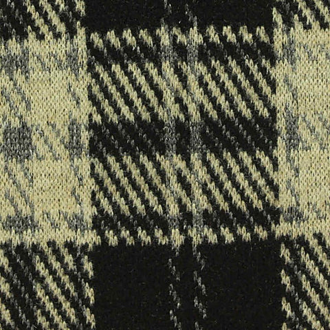 Black Plaid Interlock Knit, Poly-Viscose, 308 gsm