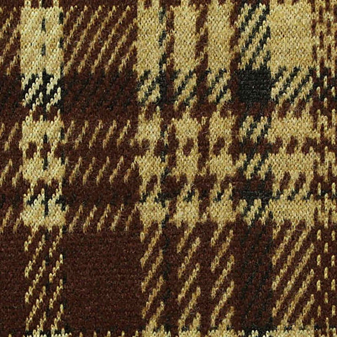 Brown Plaid Interlock Knit, Poly-Viscose, 340 gsm