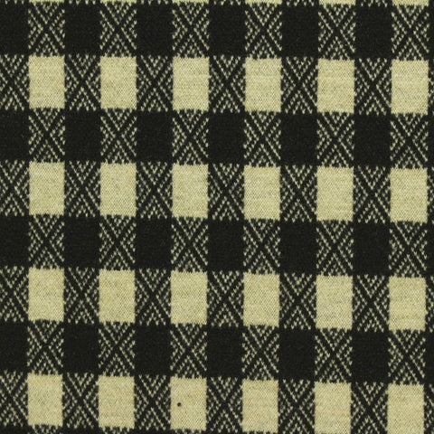 Black Plaid Interlock Knit, Poly-Viscose, 407 gsm