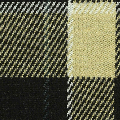 Black Plaid Interlock Knit, Poly-Viscose, 389 gsm