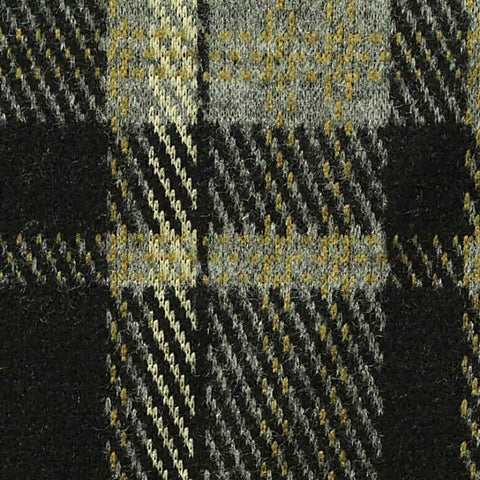 Black Plaid Interlock Knit, Poly-Viscose, 267 gsm