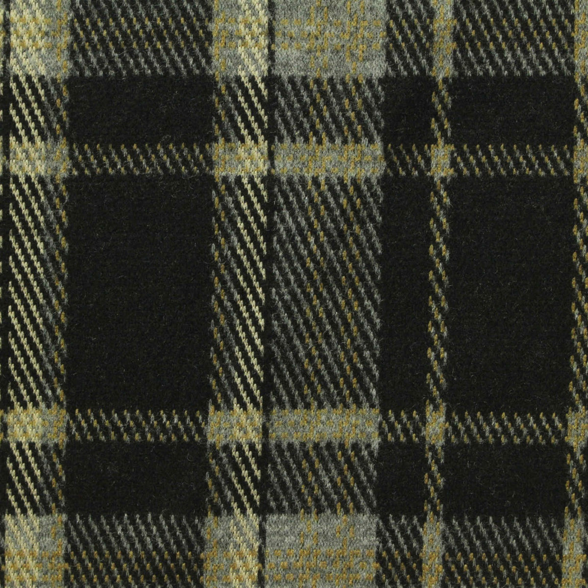 Black Plaid Interlock Knit, Poly-Viscose, 267 gsm
