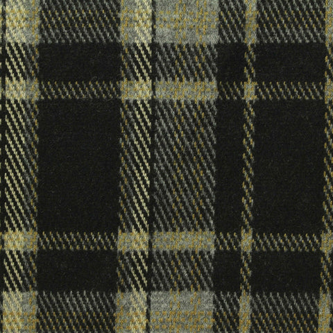 Black Plaid Interlock Knit, Poly-Viscose, 267 gsm