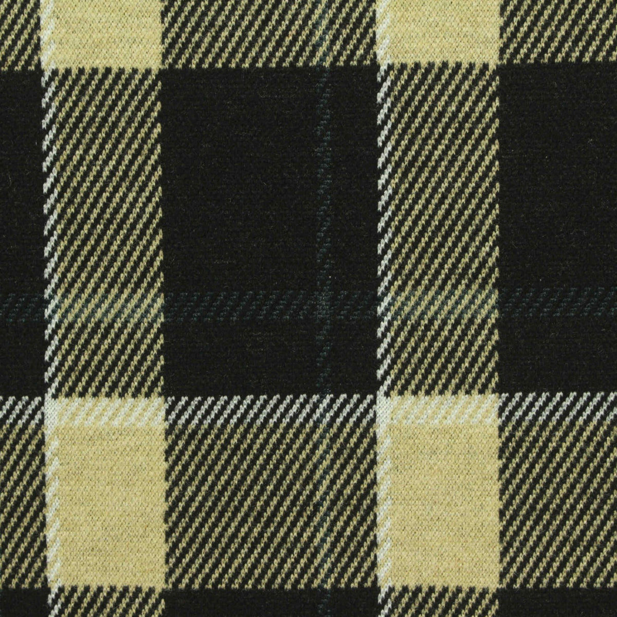 Black Plaid Interlock Knit, Poly-Viscose, 254 gsm