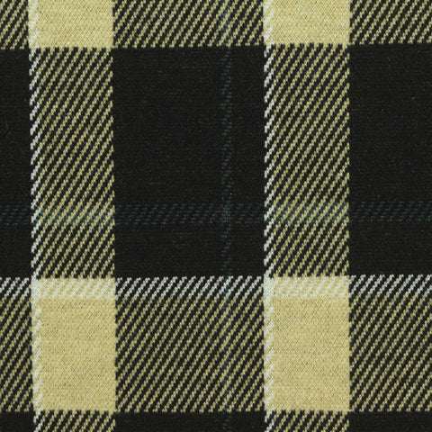 Black Plaid Interlock Knit, Poly-Viscose, 254 gsm