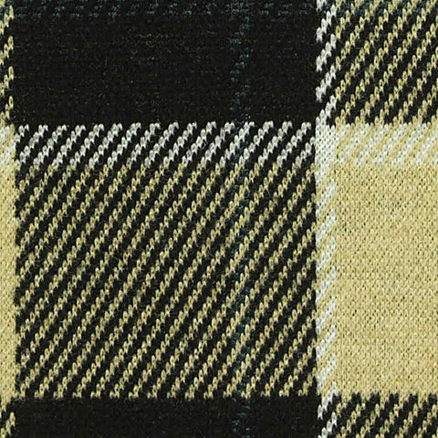Black Plaid Interlock Knit, Poly-Viscose, 254 gsm