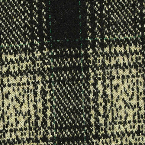 Black Plaid Interlock Knit, Poly-Viscose, 383 gsm