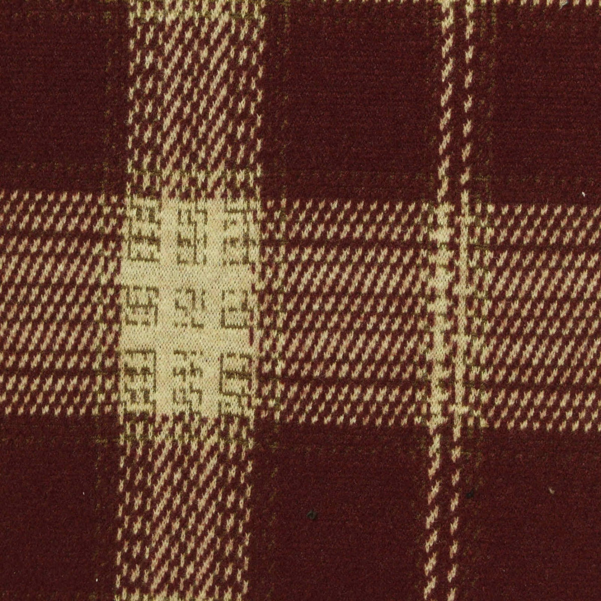 Red Plaid Interlock Knit, Polyester, 323 gsm