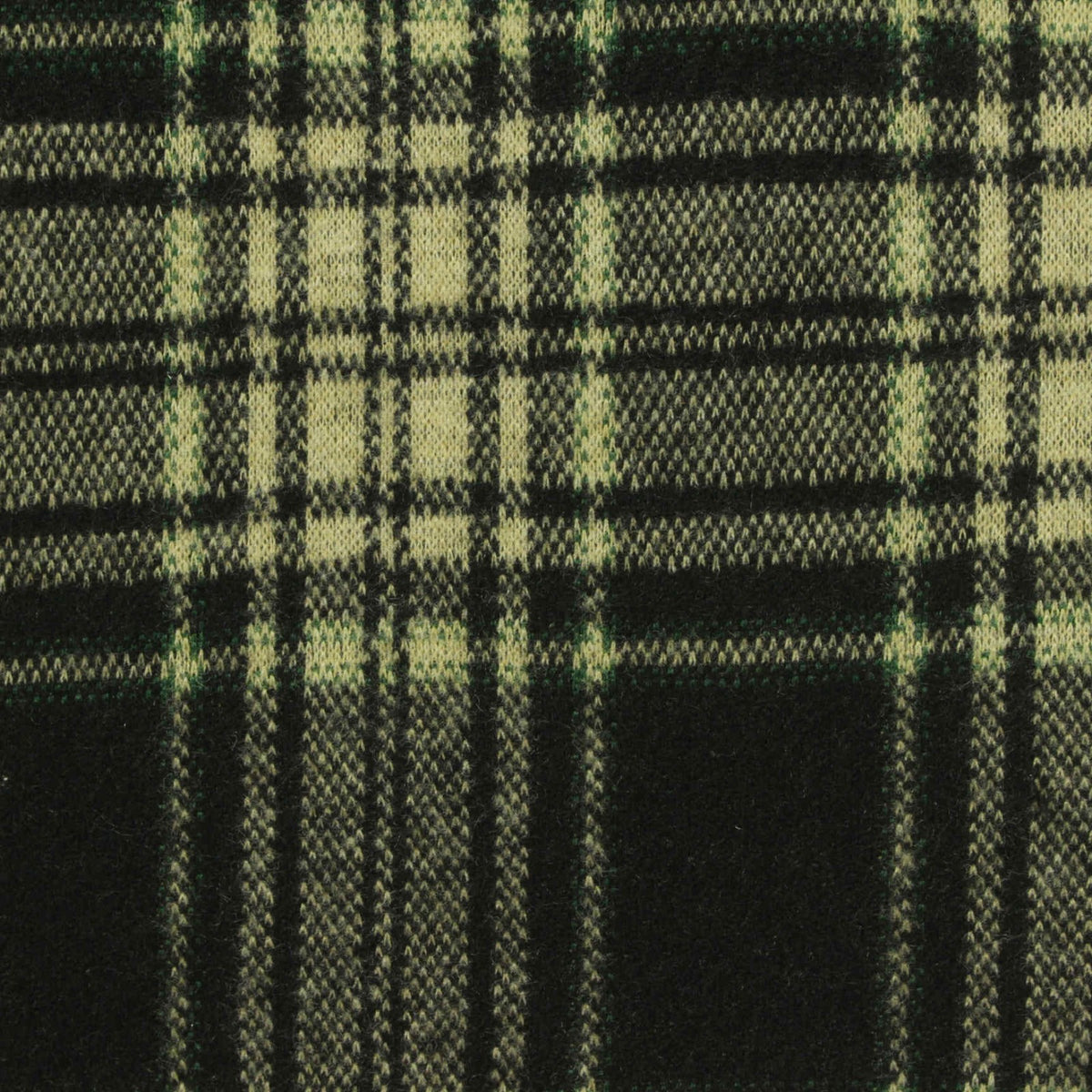 Dark Green Plaid Interlock Knit, Poly-Viscose