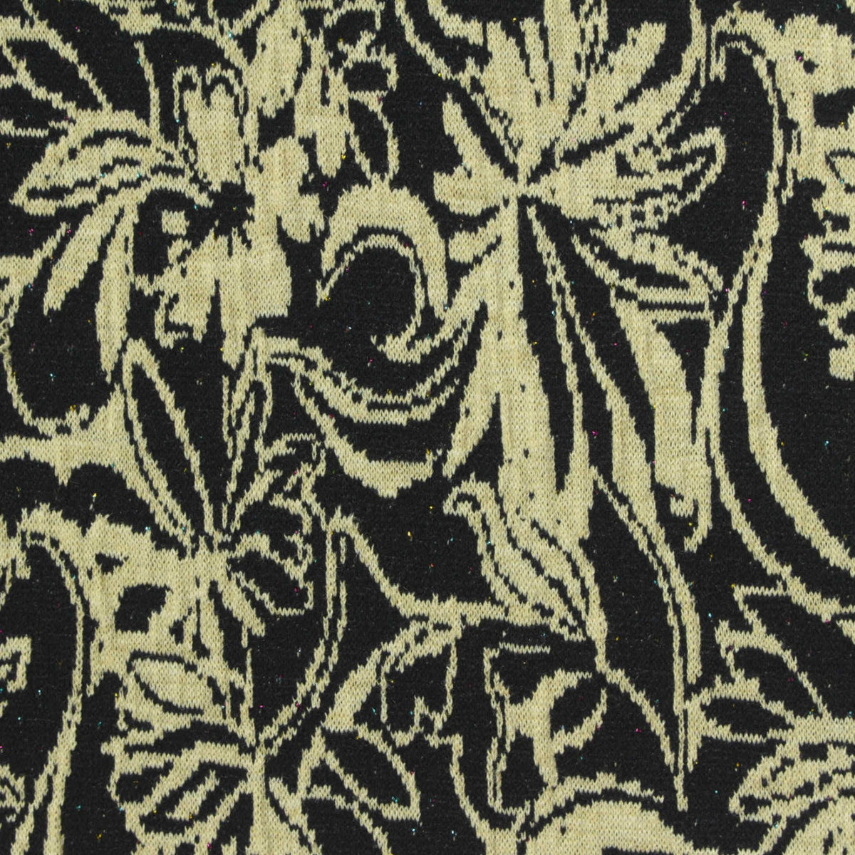Black Floral Interlock Knit, Poly-Viscose
