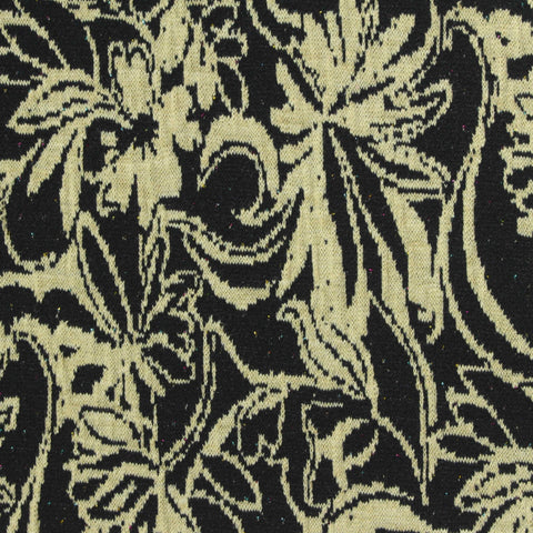 Black Floral Interlock Knit, Poly-Viscose