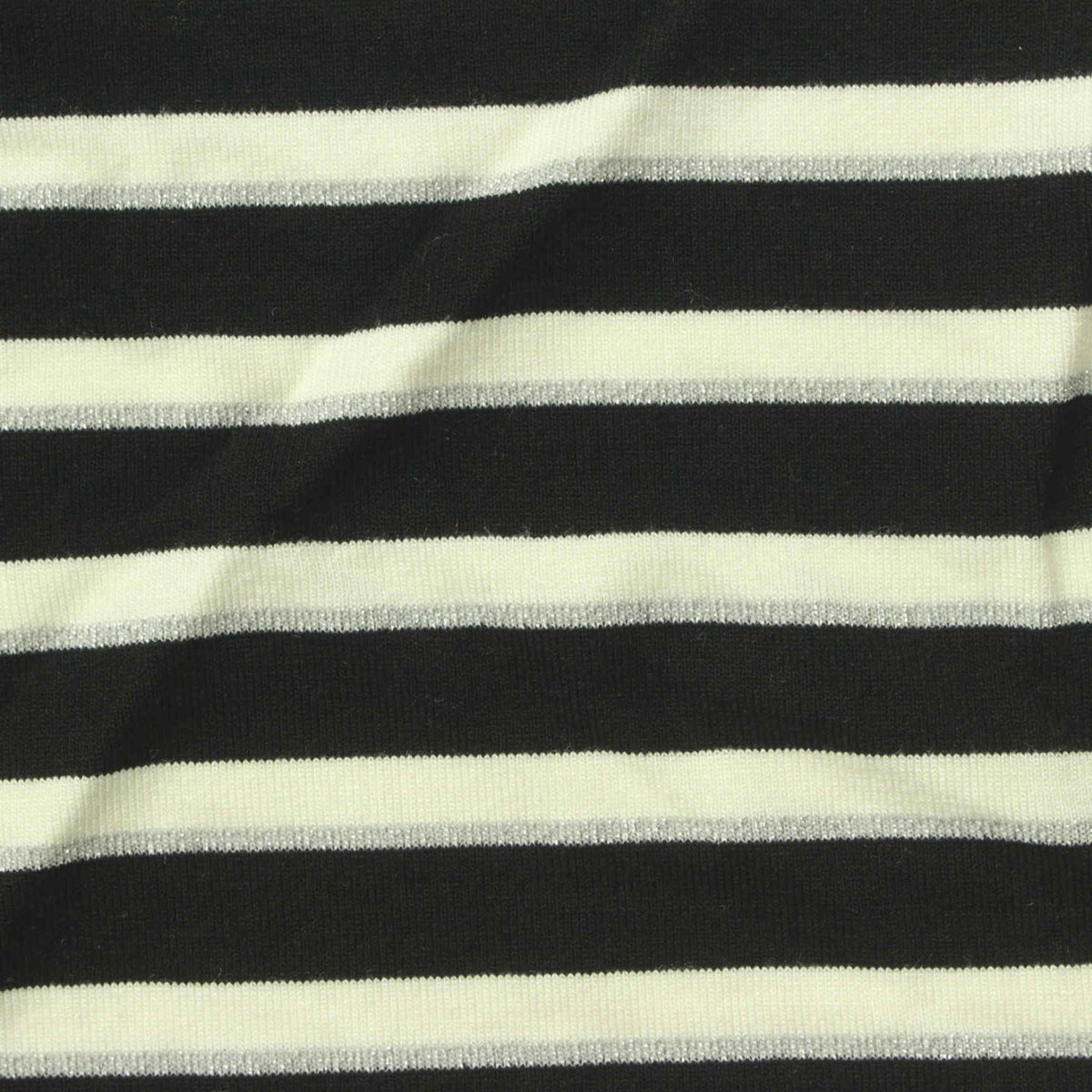 Black Horizontal-Stripe Knit, Viscose, 230 gsm