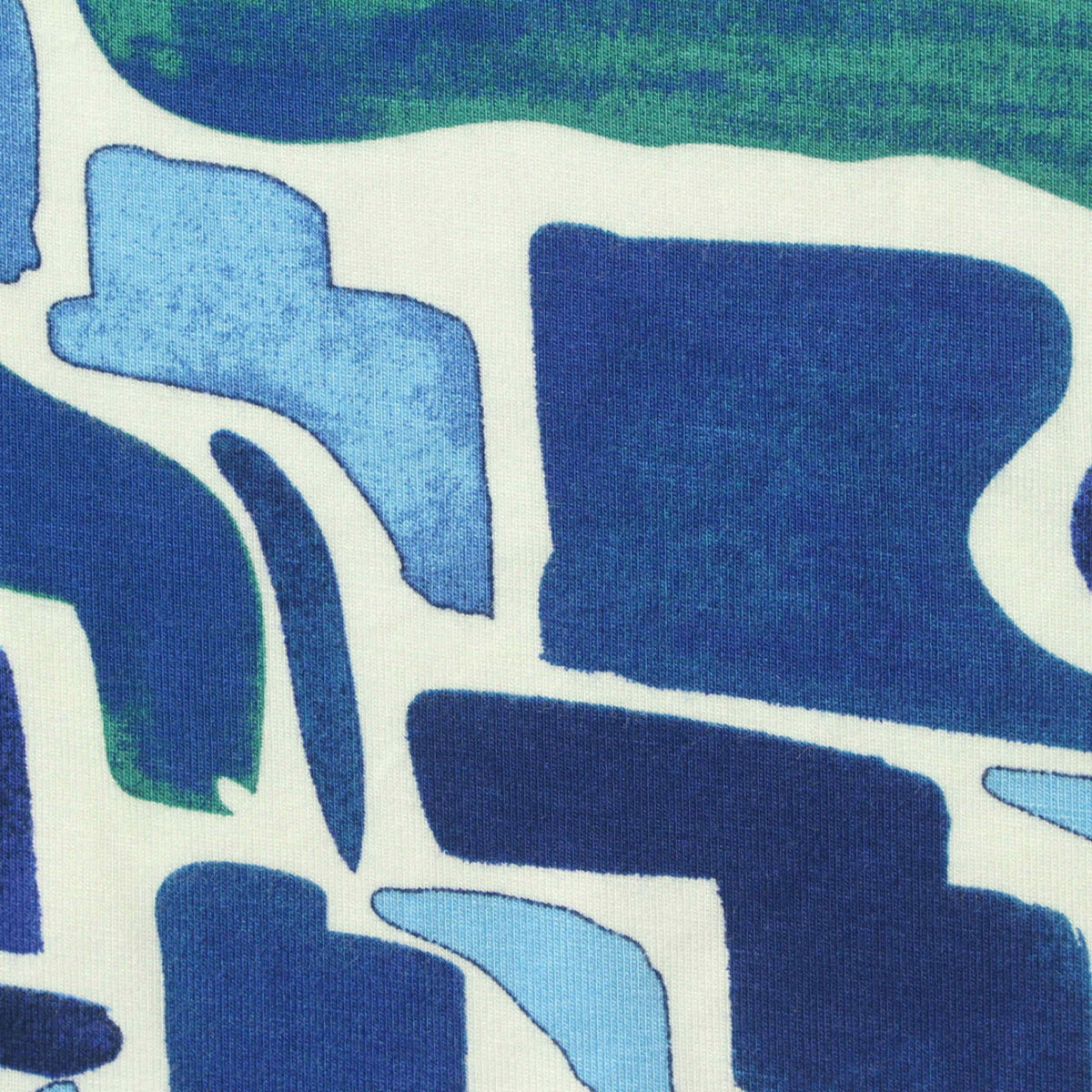 Blue Abstract Jersey Knit, Viscose, 245 gsm