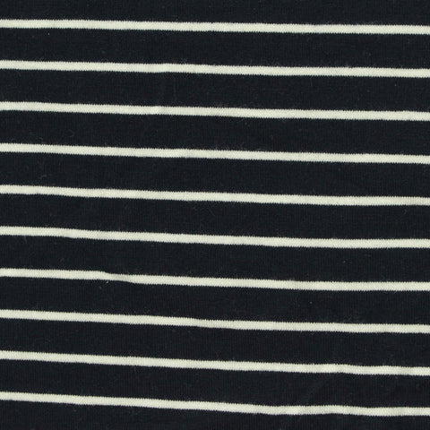 Navy Horizontal-Stripe Jersey Knit, 198 gsm