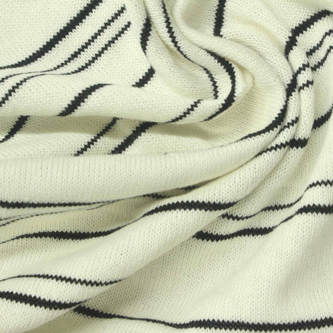 Black Horizontal-Stripe Chunky Knit, Cotton, 181 gsm