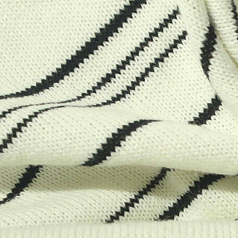 Black Horizontal-Stripe Chunky Knit, Cotton, 181 gsm