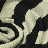 Black Horizontal-Stripe Rib Knit, Cotton-Viscose — texture