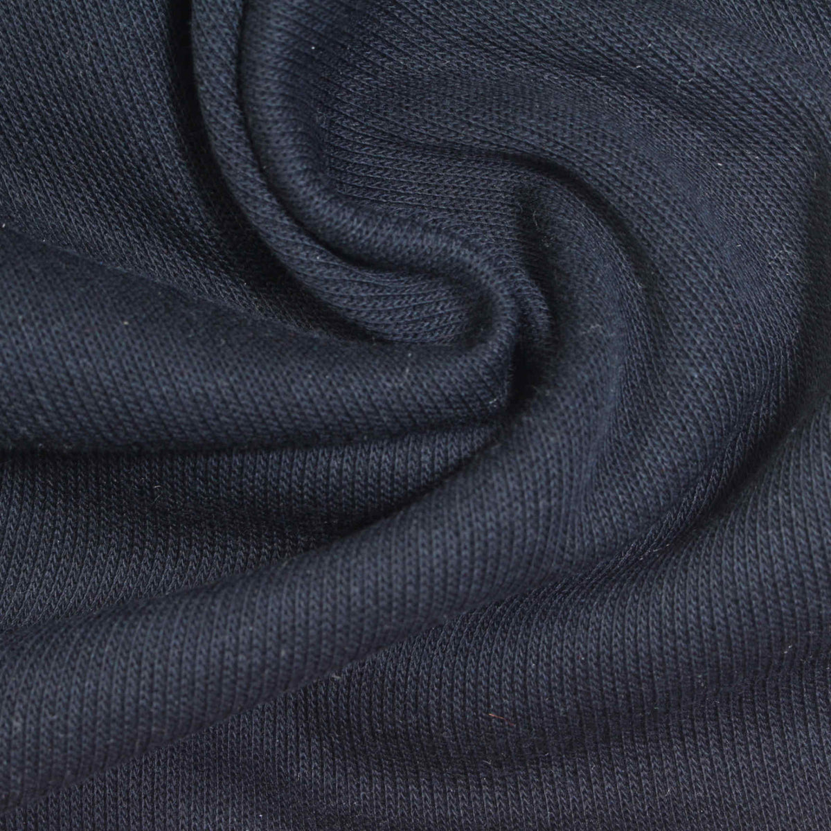 Cotton Viscose Rib Knit Fabric, 350 gsm, 182 cm — Navy