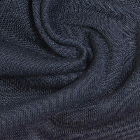 Cotton Viscose Rib Knit Fabric, 350 gsm, 182 cm — Navy