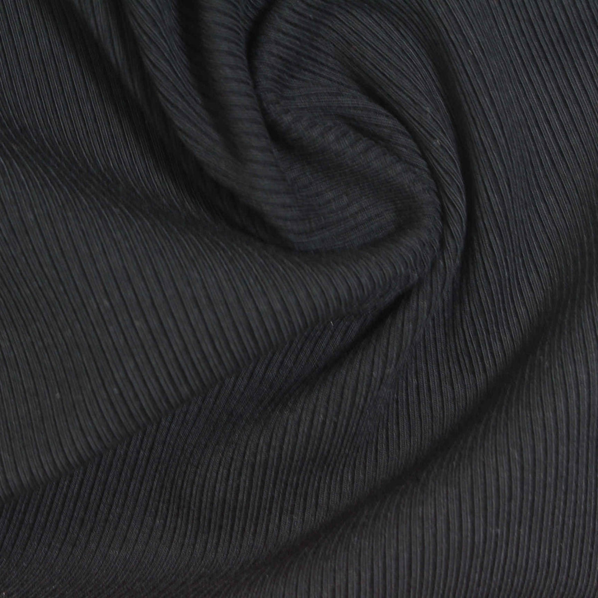 Viscose Stretch Rib Knit Fabric, 460 gsm, 125 cm — Black