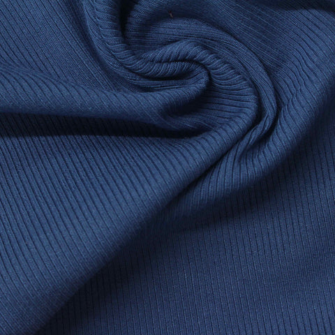 Viscose Stretch Rib Knit Fabric, 400 gsm, 135 cm — Navy